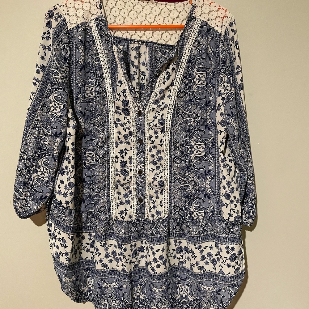 A blue card shirt